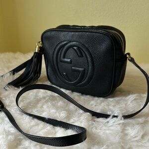 💯Authentic Gucci Soho Disco  Black Leather Crossbody Bag🍀